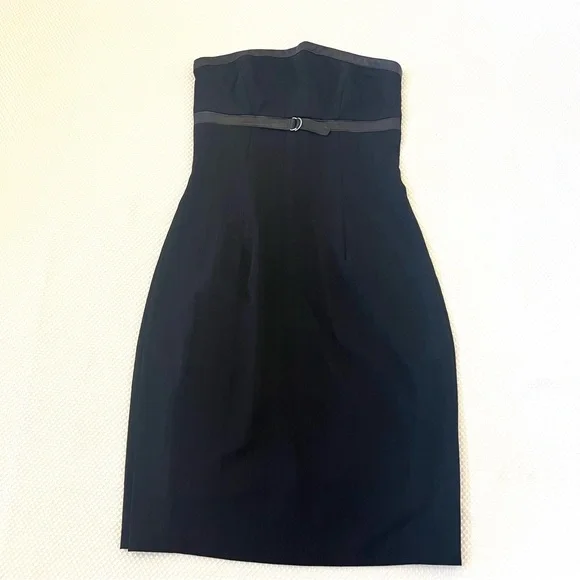 Bebe Dresses | Bebe Black Faux Leather Belt Strapless Dress B18/19 | Color: Black | Size: 8 | Ceemeepieces's Closet